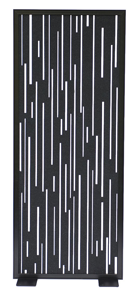 Black geometric slated office divider
