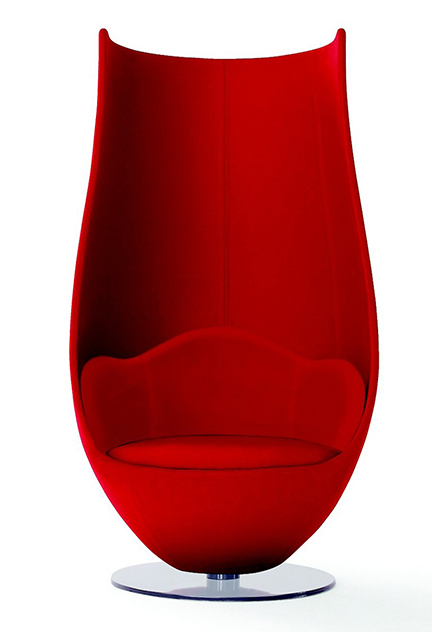 Red lounge chair with a tall back