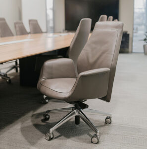 Empty conference room with conference room chairs