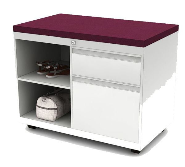 White and purple personal office storage cabinets